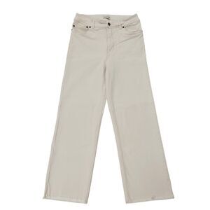 Toad&Co Balsam Jeans Womens 6 Cream Wide Leg Raw Hem Organic Cotton Granola Girl